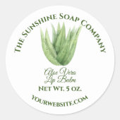バスと体製品ラベル – aloe vera – 白 ラウンドシール (正面)