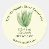 バスと体製品ラベル – aloe vera – 黄色 ラウンドシール (正面)