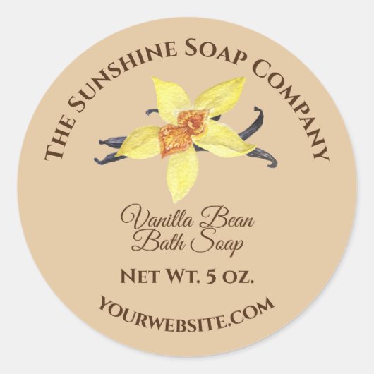 バスと体製品ラベル – vanilla - circle1 ラウンドシール (正面)