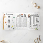 バスと動物ゲーム付き3倍誕生日カード 三つ折りカード (内部)