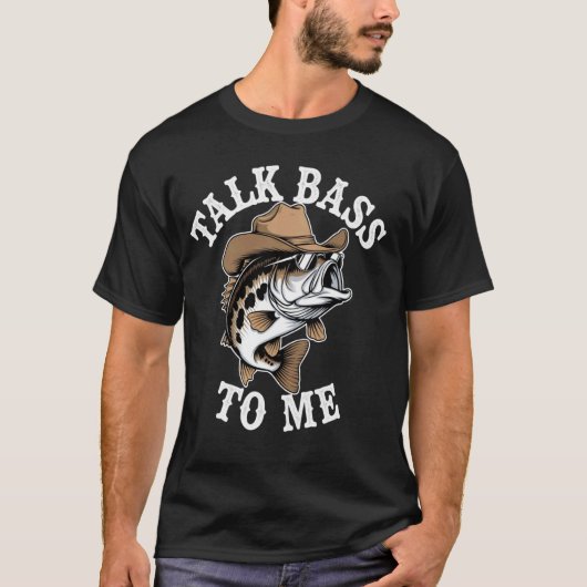 バスについて語ろう 面白い釣り フィッシャーマン & アングラー Tシャツ (正面)