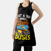 バスのスクールバスの衣装が大好きな少年 エプロン (インサイチュ)