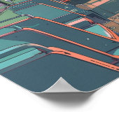 バスの中のアニメの美意識と風景アートプリント ポスター (角)