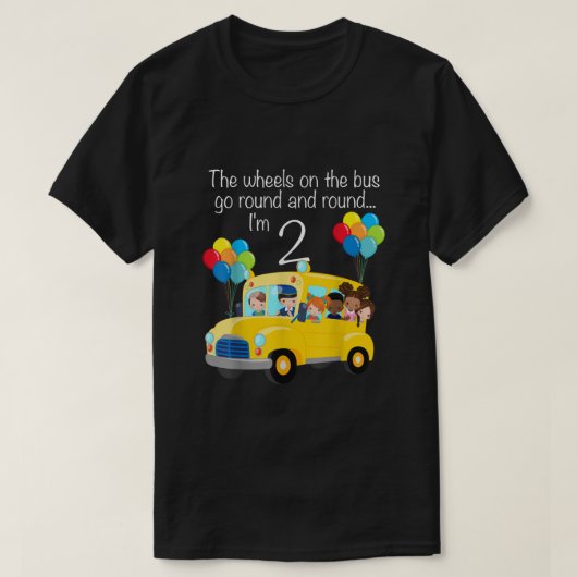 バスの車輪2歳の誕生日2歳のエル Tシャツ (デザイン正面)
