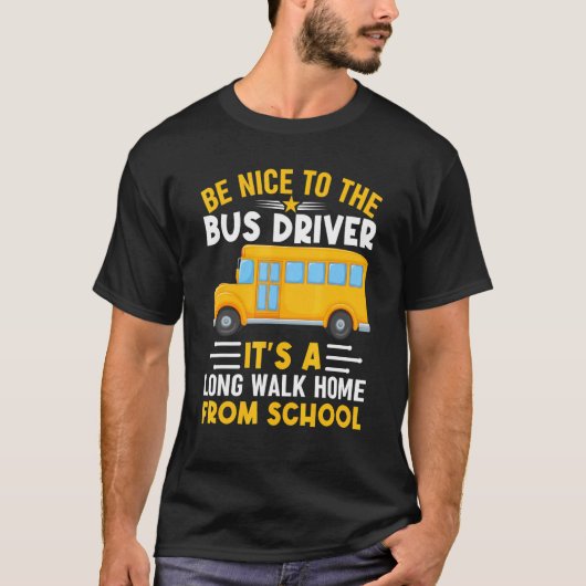バスの運転手のスクールバスの運転手の男性の女性に優しい Tシャツ (正面)