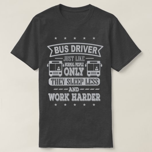 バスの運転手の作業が進む Tシャツ (デザイン正面)