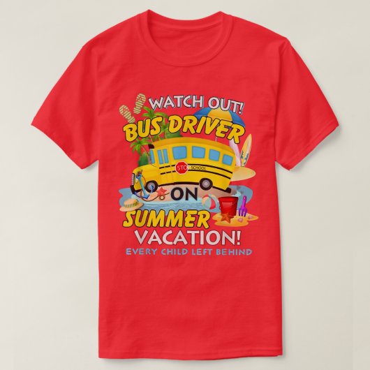 バスの運転手の夏休みを子供たち一人ひとりに見る Tシャツ (デザイン正面)