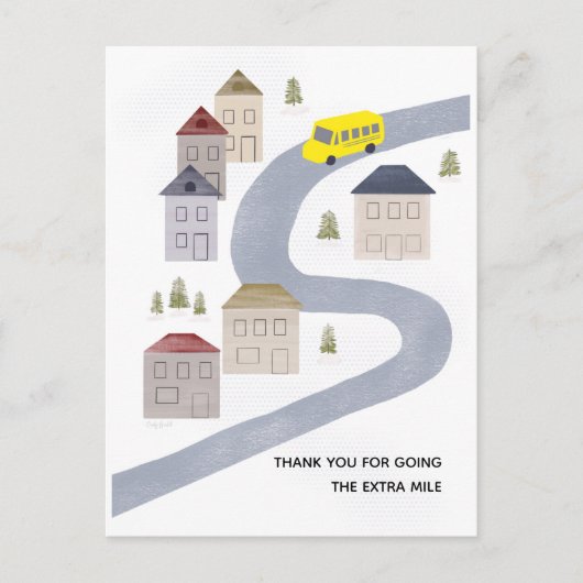 バスの運転手 クリスマス サンクス 学校の先生 ポストカード (正面)