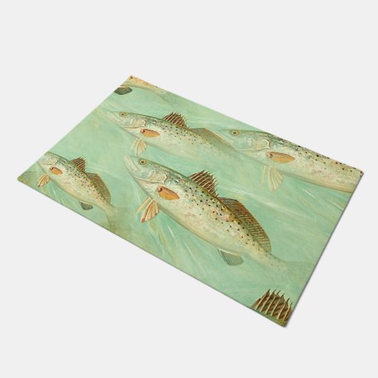 バスの魚の柄 ドアマット (アングル)