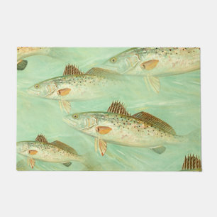 バスの魚の柄 ドアマット