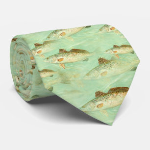 バスの魚の柄  ネクタイ