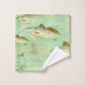 バスの魚の柄 バスタオルセット (ウォッシュタオル)