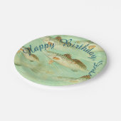 バスの魚の柄  ペーパープレート (アングル)