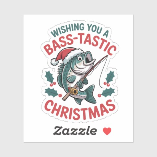 バスを釣るクリスマスおめでとう バスタック 釣り好きな人へ シール (シート)