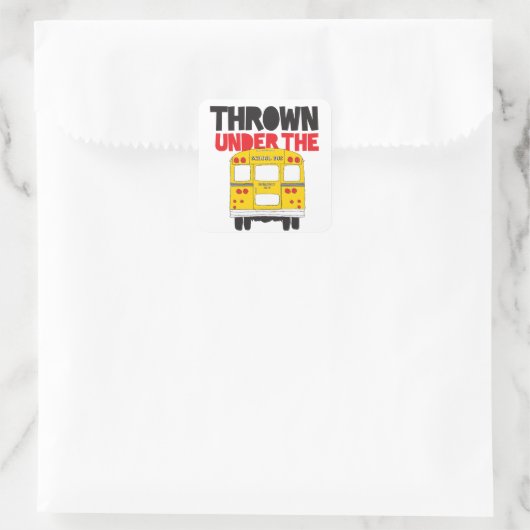 バスイエロースクールバスの引用文の下に投げおもしろいる スクエアシール (バッグ)