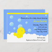 バスイエローラバーダッキーベビーシャワー招待状 招待状 (正面/裏面)