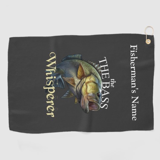 バスウィスパーパーソナライズされたラーダーク魚釣りタオル ゴルフタオル (横)