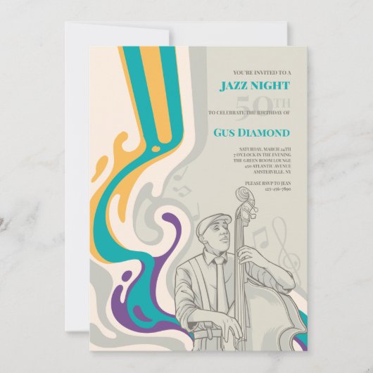 バスウェーブミュージカル誕生日招待状 招待状 (正面)