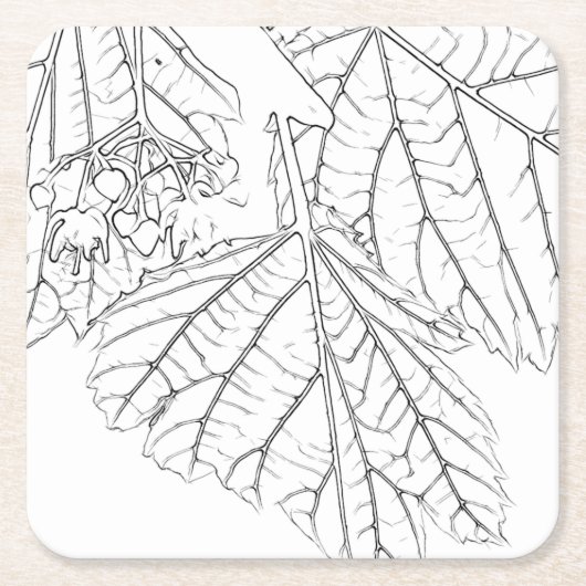 バスウッド葉 スクエアペーパーコースター (正面)