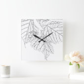バスウッド葉 スクエア壁時計 (ホーム)