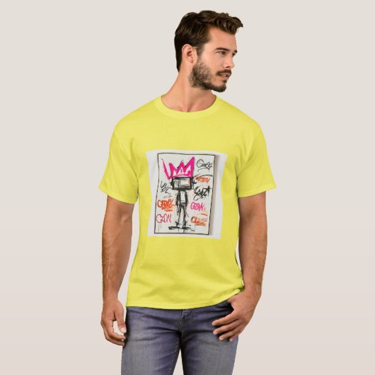 バスキア風 ネオ エクスプレッション クラウン モンスター グラ Tシャツ (正面フル)