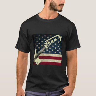 バスギターアメリカ国旗Tシャツベース奏者Tシャツ Tシャツ