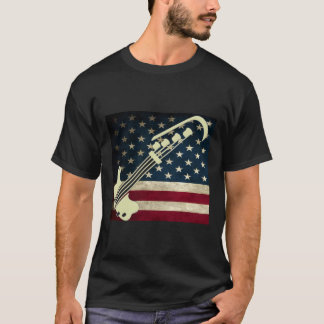 バスギターアメリカ国旗Tシャツベース奏者Tシャツ Tシャツ