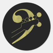 バスギタークレフ、 音符記号ベースミュージシャンミュージックベース ラウンドシール (正面)