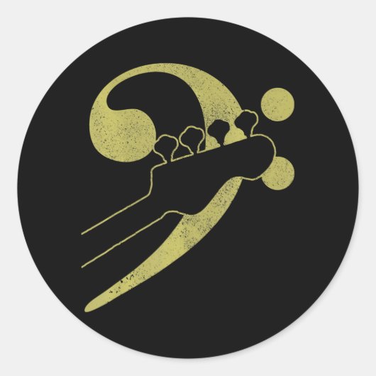 バスギタークレフ、 音符記号ベースミュージシャンミュージックベース ラウンドシール (正面)