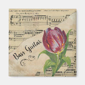 バスギターチューリエレガントップヴィンテージシートミュージック マグネット (正面)