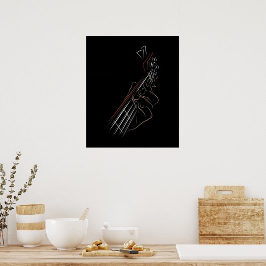 バスギタープレイヤーミュージックギタリストミュージシャンロック ポスター (キッチン)