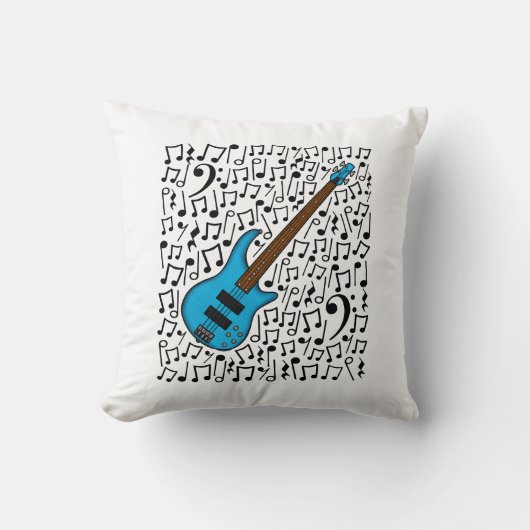バスギターミュージカルノートベーシストミュージシャン クッション (正面)