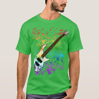 バスギターレインボーカラーズベーシストミュージシャン Tシャツ