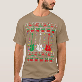 バスギター醜いクリスマスセーターギタープレーヤーX Tシャツ