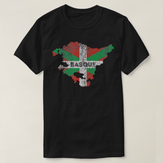 バスクの地図と国旗の土産バ動揺してスク Tシャツ (デザイン正面)
