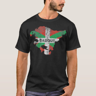 バスクの地図と国旗の土産バ動揺してスク Tシャツ