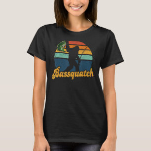 バスクアッチおもしろいビッグフット魚釣り屋外レトロSas Tシャツ