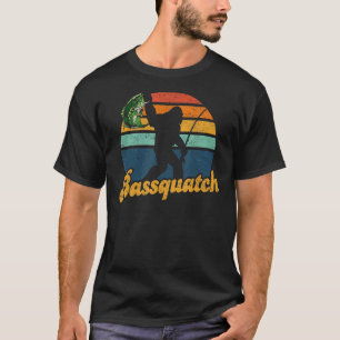 バスクアッチおもしろいビッグフット魚釣り屋外レトロSas Tシャツ