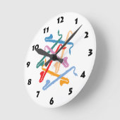 バスクカラフルラリネット ラウンド壁時計 (傾斜)