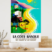 バスクフランスの海岸、ヴィンテージ旅行 ポスター (キッチン)