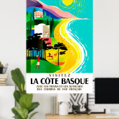 バスクフランスの海岸、ヴィンテージ旅行 ポスター (ホームオフィス)