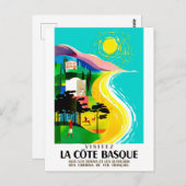 バスクフランスの海岸、ヴィンテージ旅行 ポストカード (正面/裏面)