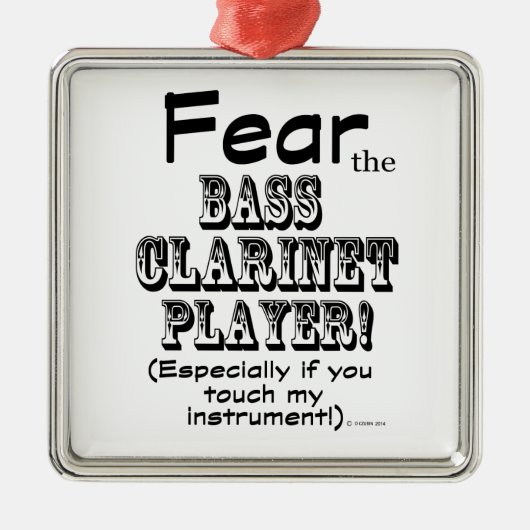 バスクラリネットプレーヤーを恐れる メタルオーナメント (正面)