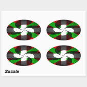 バスク国旗とクロス 楕円形シール (シート)