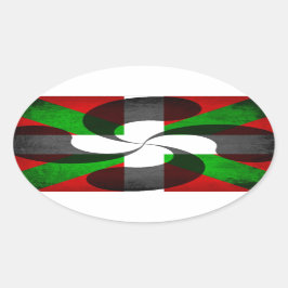 バスク国旗とクロス 楕円形シール