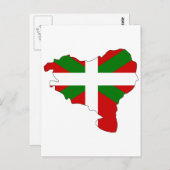 バスク国旗の地図 ポストカード (正面/裏面)