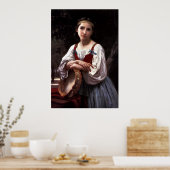 バスク様式のドラムを持つ女の子1867ウィリアム・ブーゲロー ポスター (キッチン)