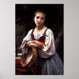 バスク様式のドラムを持つ女の子1867ウィリアム・ブーゲロー ポスター
