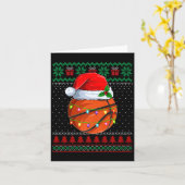 バスケおもしろいットクリスマス醜いセーターサンタハット カード (黄色い花)