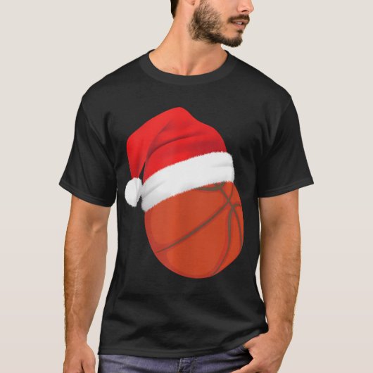 バスケおもしろいットコーチプレーヤークリスマスクリスマス穴 Tシャツ (正面)